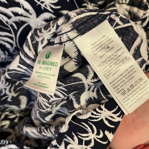 JCrew EUC palm tree short sleeve navy and white shirt - Picture 6 of 6